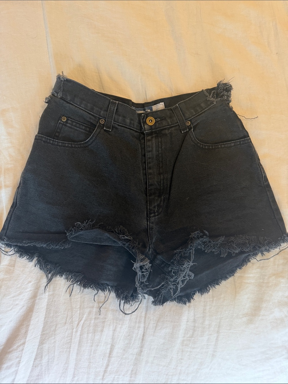 Liz Claiborne Black Frayed Hem Denim Shorts